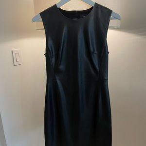 theory black leather dress